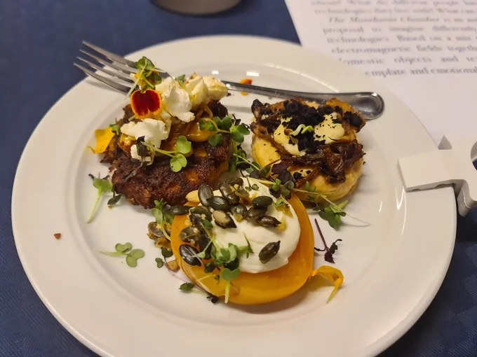 Catering at <Programming> 2024. A vegetarian dish that includes popcorn