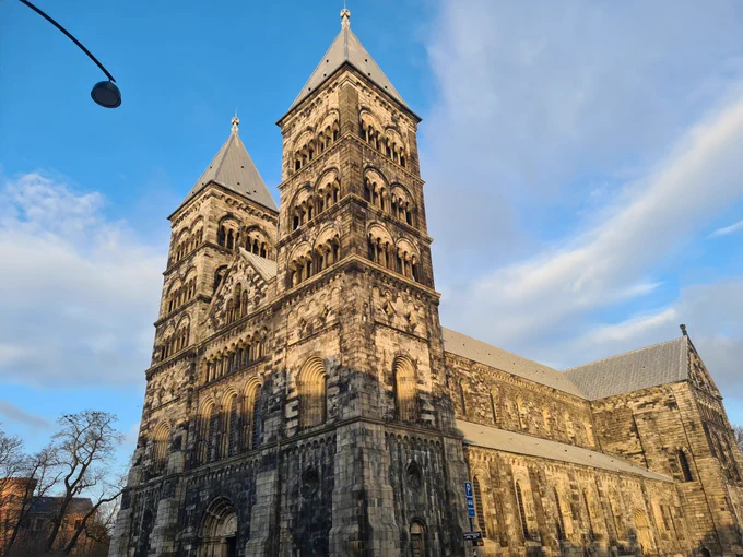 A church with impressive architecture in Lund, Sweden