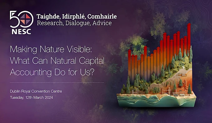 Event poster with a graph and trees, logo