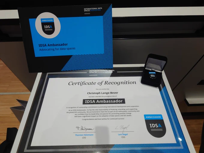 Certificate of Recognition as IDSA Ambassador