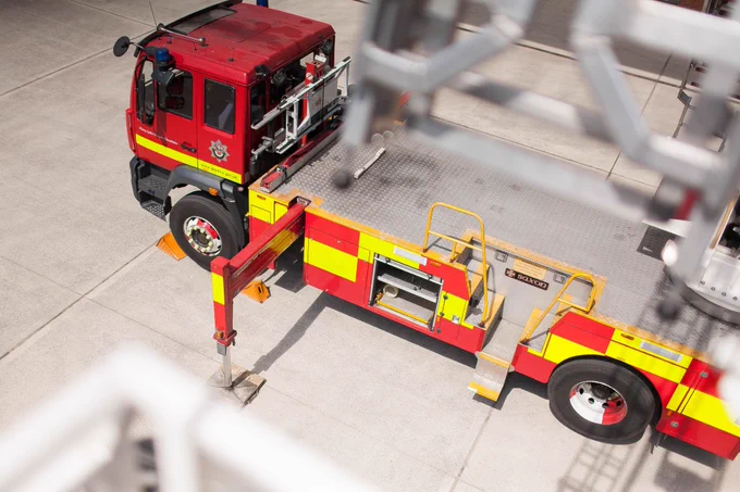 Aerial view of a fire engine