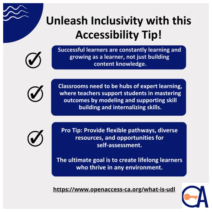 Accessibility Tip: Provide flexible pathways, diverse resources, and opportunities for self-assessment