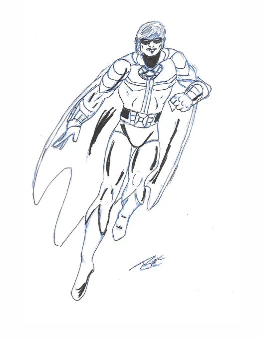 Space Commander Lobo in flight, and yes he can use his power bands, and has Invisio Power.