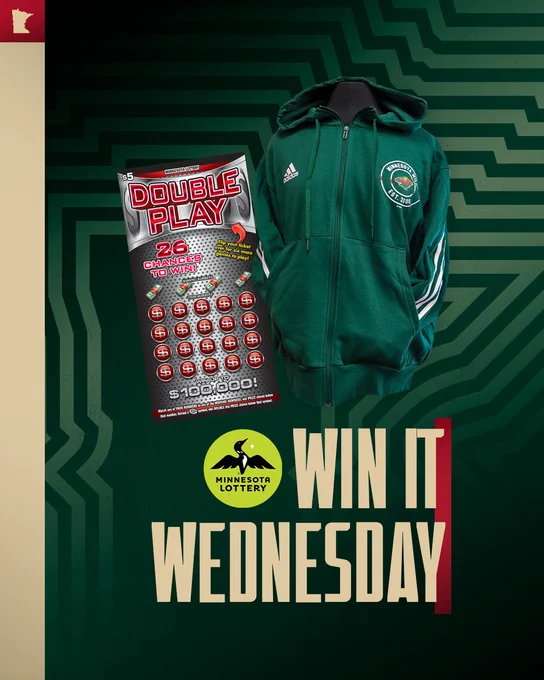 Win It Wednesday image with a green Minnesota Wild zip-up.