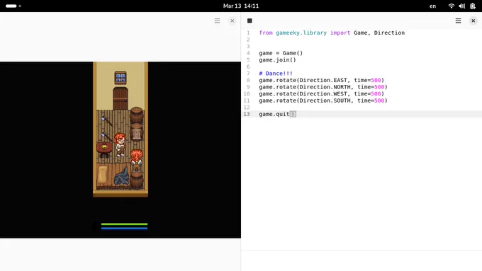 Gameeky showing its new code editor