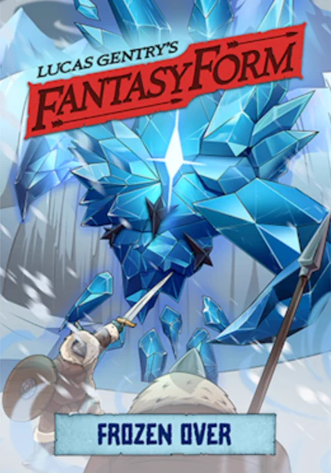 Huge ice elemental fighting two people who have swords and spear.