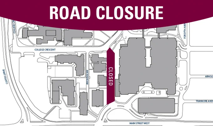 Map showing which area University Avenue will be closed next week.