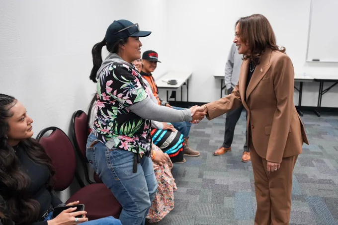 Vice President Harris meets with Navajo members of Ironworkers Local 75 in Phoenix, AZ.