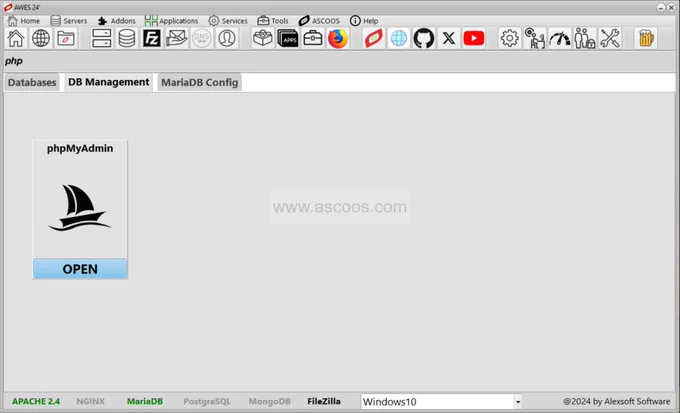 phpMyAdmin on AWES