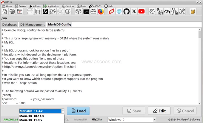 MariaDB - View or Edit Configuration 