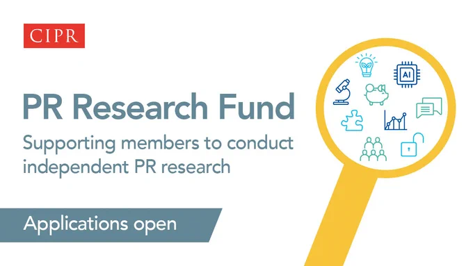 CIPR logo. Text states "PR Research Fund" and "Supporting members to conduct independent PR research".