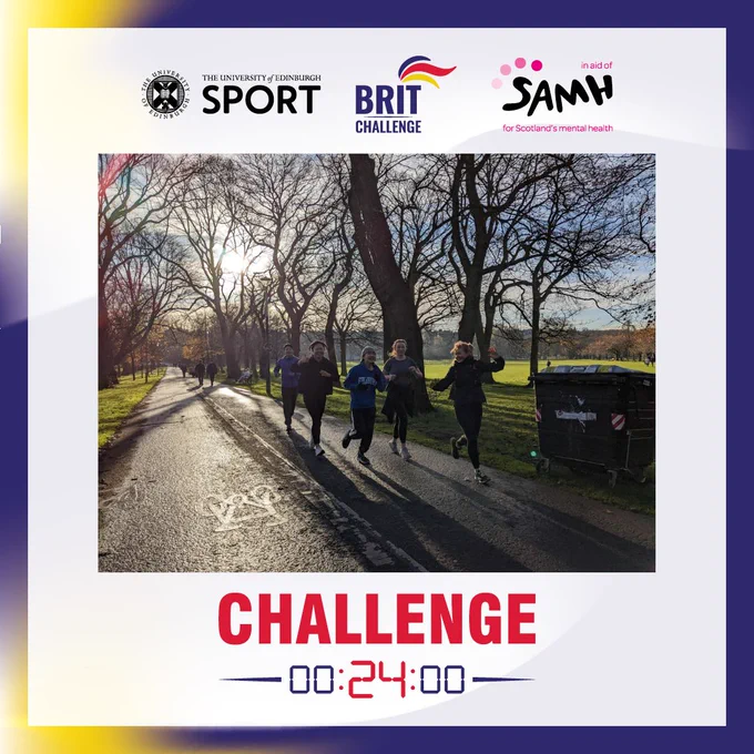 Image of people running with a challenge 24 background frame
