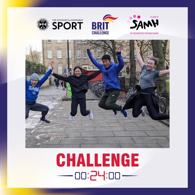 Image of people jumping with a challenge 24 background frame