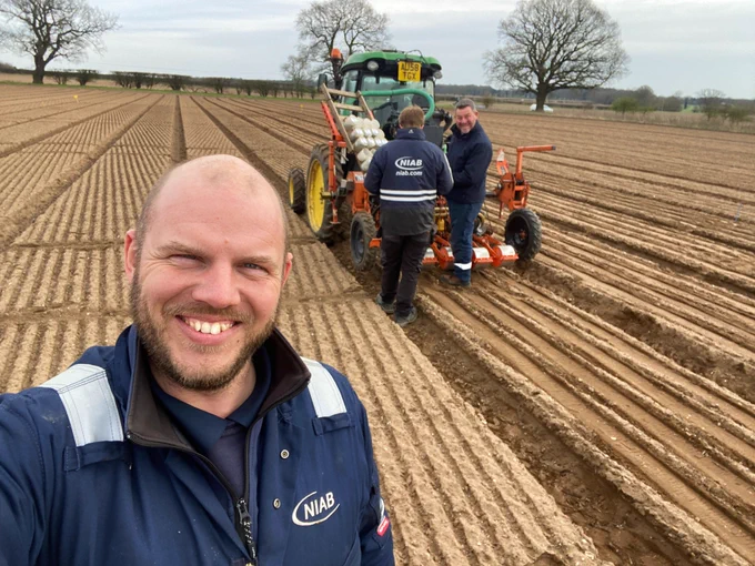 NIAB staff drilling an onion variety trial in Norfolk.