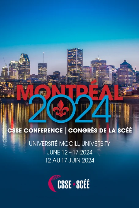 CSSE 2024 logo over the Montreal skyline. The conference takes place at McGill University from June 12 to 17, 2024. 
