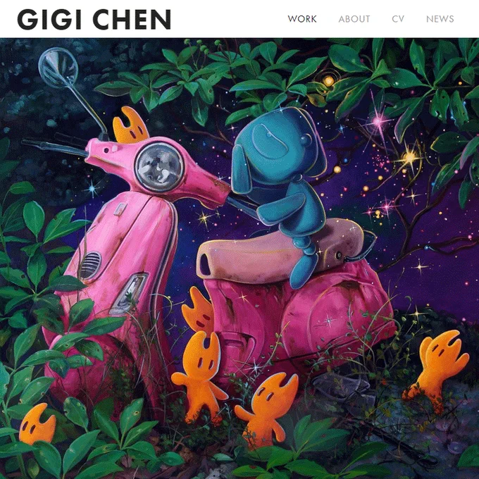 Today’s Web Award goes to Gigi Chen, thanks to its originality, creativity & value. Congratulations @gigichen.art

Gigi Chen’s work creates an aesthetic that combines her training as a traditional animator and painter, along with her love of the techniques of Old Masters.

Entrenched in the art of storytelling, the work pulls together her love of contemporary idioms of cartooning, photo realism, texture and design to produce works that coalesce into Love, Craft and Fun.

Born in Guang Dong, China and raised in New York, Gigi’s exhibition credits include Stone Sparrow Gallery, Superfine! Art Fair, Deep Space Gallery and Antler Gallery.

More Details: WebAwards.com