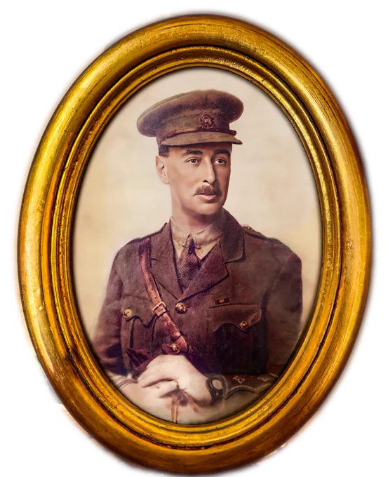 A coloured portrait photo of Lieutenant Francis (Frank) Henry Hemsley wearing a uniform.
