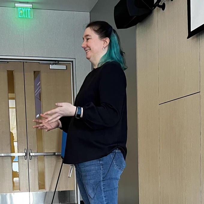 Cathy Dew talking about what's next for branding in SharePoint during the MVP Summit 2024. 