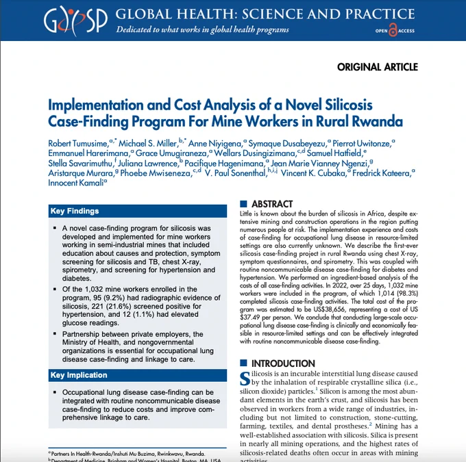 Novel Case-Finding Program for Mine Workers in Rural Rwanda