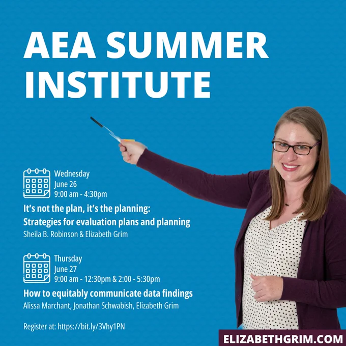 Elizabeth, a white woman wearing glasses, points at a description of the Summer Institute sessions she will be co-facilitating.