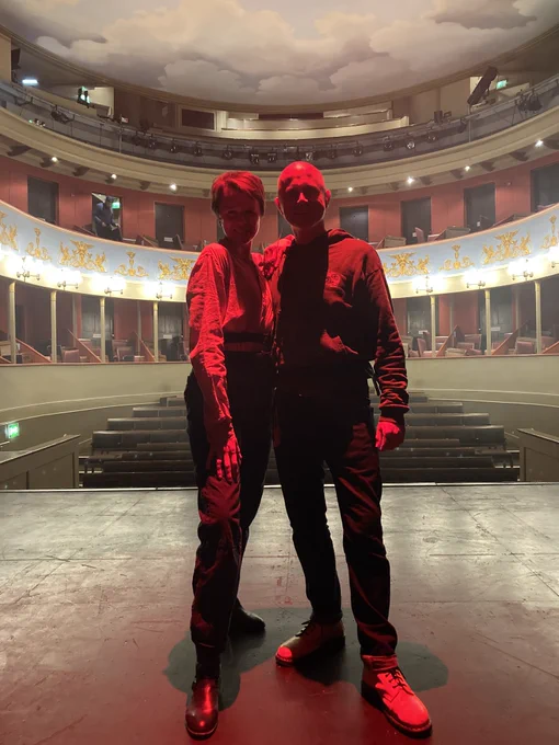 Hannah Barrie and Paul O'Mahony onstage at the Theatre Royal in Bury St Edmunds