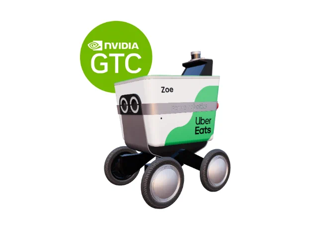 Serve Robotics robot with NVIDIA GTC logo