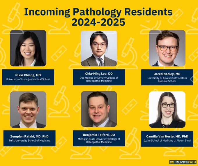 A graphic of the incoming pathology residents, 2024-2025. 