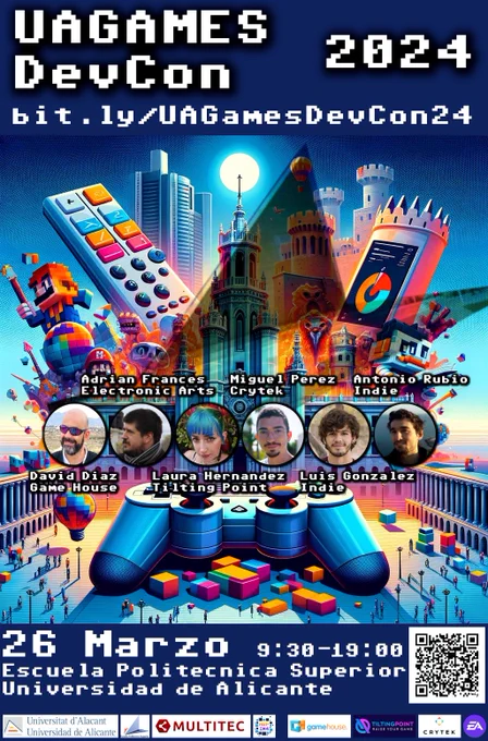 #UAGames DevCon 2024: Evento de Desarrollo de Videojuegos en la Universidad de Alicante. 26 de marzo 2024. Charlas de desarrollo de videojuegos, zona de juego libre, juegos en desarrollo de estudiantes, streaming en directo en Youtube. ¡No te lo pierdas!
