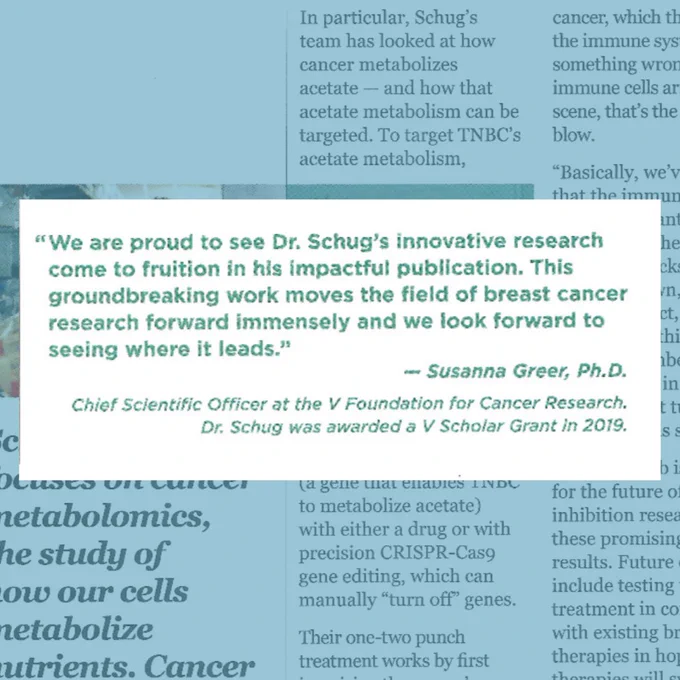 Image of our CSO's quote in a Wistar publication.