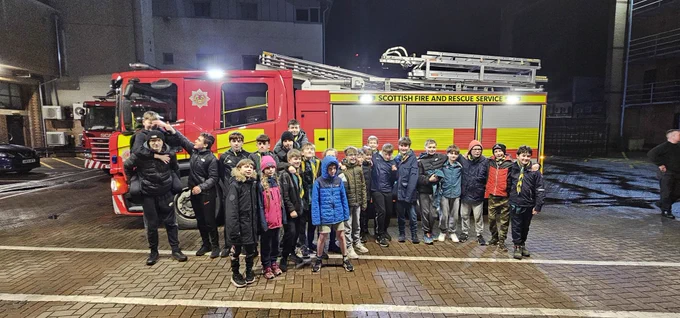 Our Scouts in front of a fire engine 