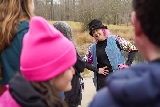 Val speaks to a group of Prospects bringing them on a tour of her farm.