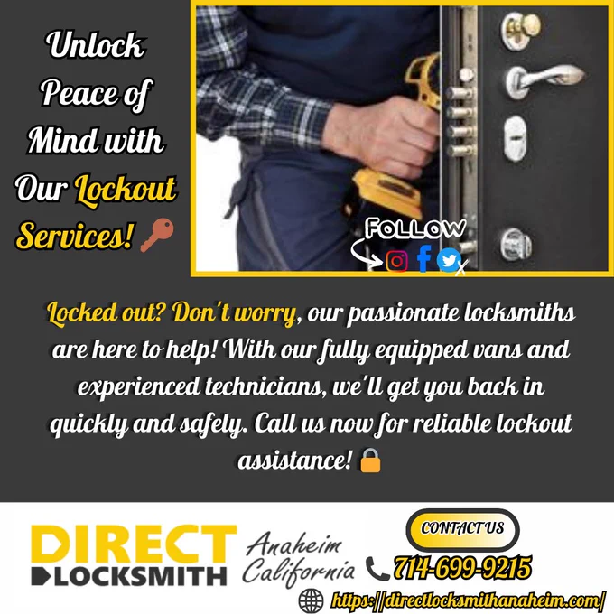 👇 | Reach to us at:
☎ | 714-699-9215
🌐 | Visit https://directlocksmithanaheim.com
