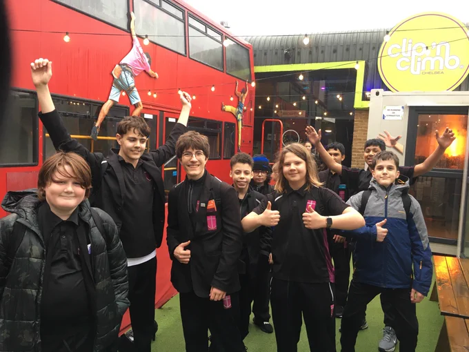 Ian with his group on his trip to Clip' n Climb Chelsea. 