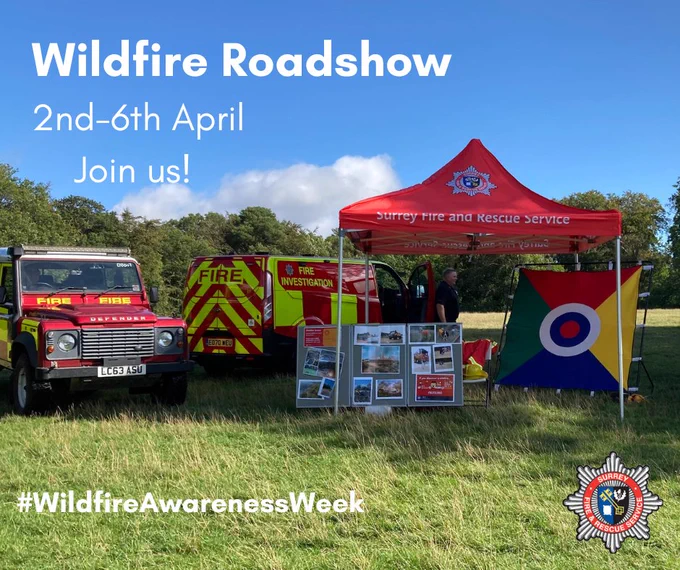 Text says: Wildfire Roadshow, 2nd-6th April. Join us. 