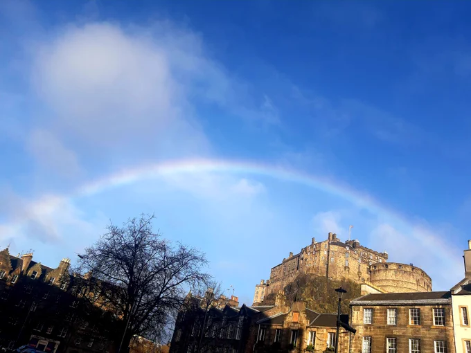 Rainbow over Edinburgh castle