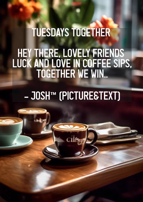 Tuesdays Together

Hey there, lovely friends ,
Luck and love in coffee sips,
Together we win..

Josh™ (picture & text) 