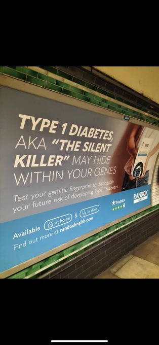 Advert for genetic screening for T1DM using inflammatory wording IMHO
