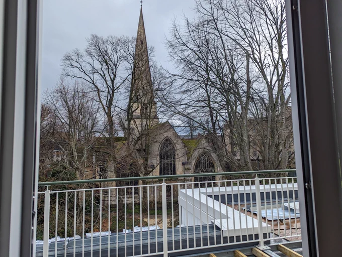 View of the Minster from the upper floor balcony area of MX. 