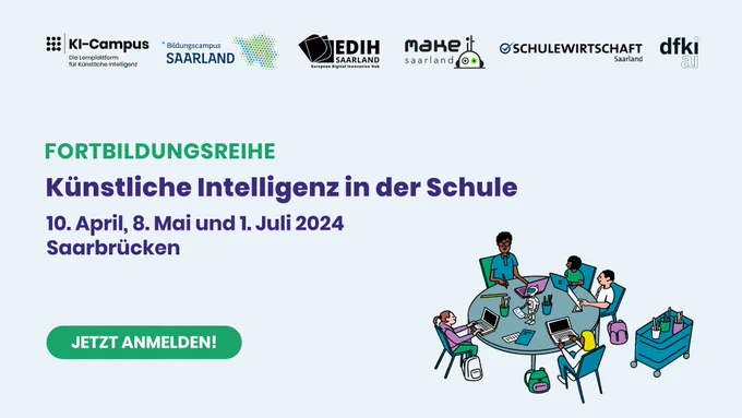 Fortbildungsreihe KI in der Schule in Saarbrücken. Jetzt anmelden!
