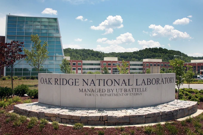 A sign at the entrance to Oak Ridge National Laboratory's campus.
