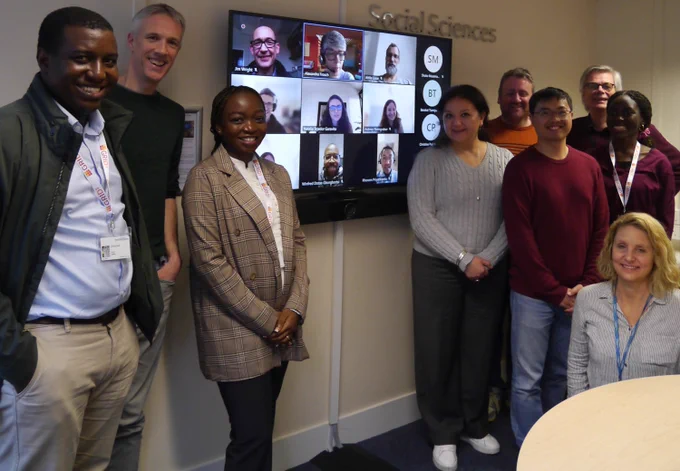 The Dev-Afrique team (Ridwan Sorunke, Barakat Tiamiyu and Christine Puri) with WorldPop members (https://devafrique.com/)