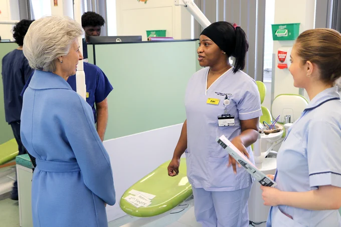 HRH The Duchess of Gloucester visited King’s College Hospital to meet staff and patients connected with the Trust’s Dental Institute on Tuesday, 19 March 2024.