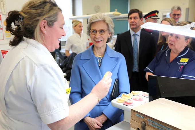 HRH The Duchess of Gloucester visited King’s College Hospital to meet staff and patients connected with the Trust’s Dental Institute on Tuesday, 19 March 2024.