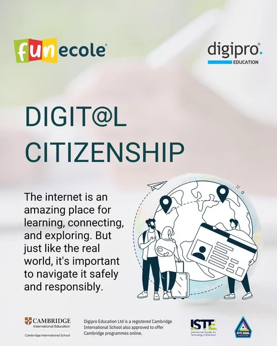 Digital citizenship isn't just about avoiding dangers but empowering young minds to thrive online. By learning these skills early on, children will be well-equipped to make the most of their digital experiences!

What can we do?

✔For Parents: Talk to your kids about their online lives. Set clear boundaries and discuss online safety together.
✔For Teachers: Integrate digital citizenship lessons into your curriculum. There are many fun and engaging ways to teach these skills!
✔For Students: Be mindful of what you post and how you interact online. Think twice before you share something, and treat others with respect.

With FUNecole®'s lessons and resources, we can help children become responsible digital citizens! Request a demo today to see how FUNecole® works: https://bit.ly/FUNecole-request-demo 

Want to learn more about FUNecole®?
Visit www.funecole.com or call us at  357 26955000 for more info.