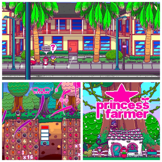 A collage of screenshots from the game Princess Farmer.