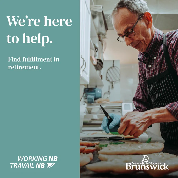 A photo of Reginald prepping food in the kitchen at the Grains de Folie boulangerie in Caraquet.