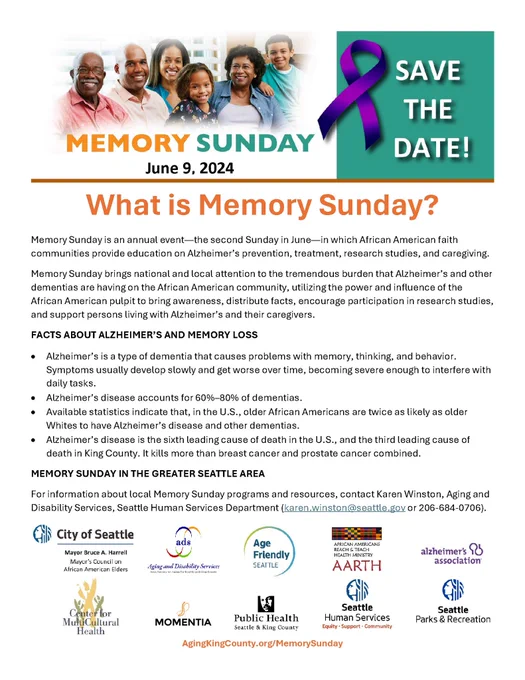 What is Memory Sunday? Learn more at https://www.agingkingcounty.org/memorysunday/.