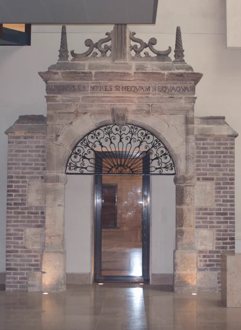 Old gate which has been kept in the the new Weston Library 
