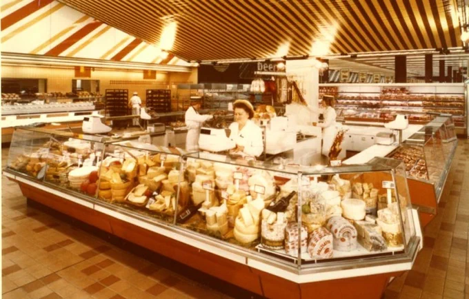 Photograph of interior of Washington Savacentre: cheese counter