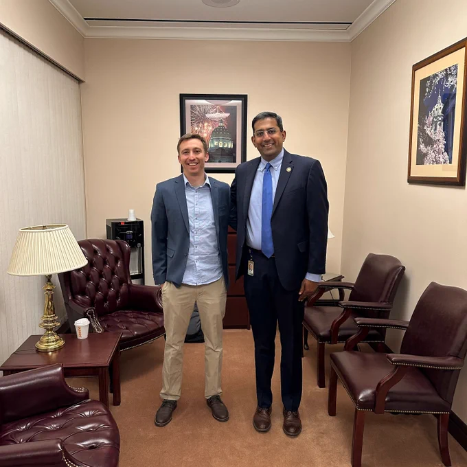 Director of Programs Kris Work with state representative Arvind Venkat, MD